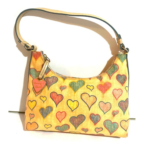 Dooney bourke canvas print Colorful Heart Patterned  shoulder Women's Bag - Picture 1 of 7